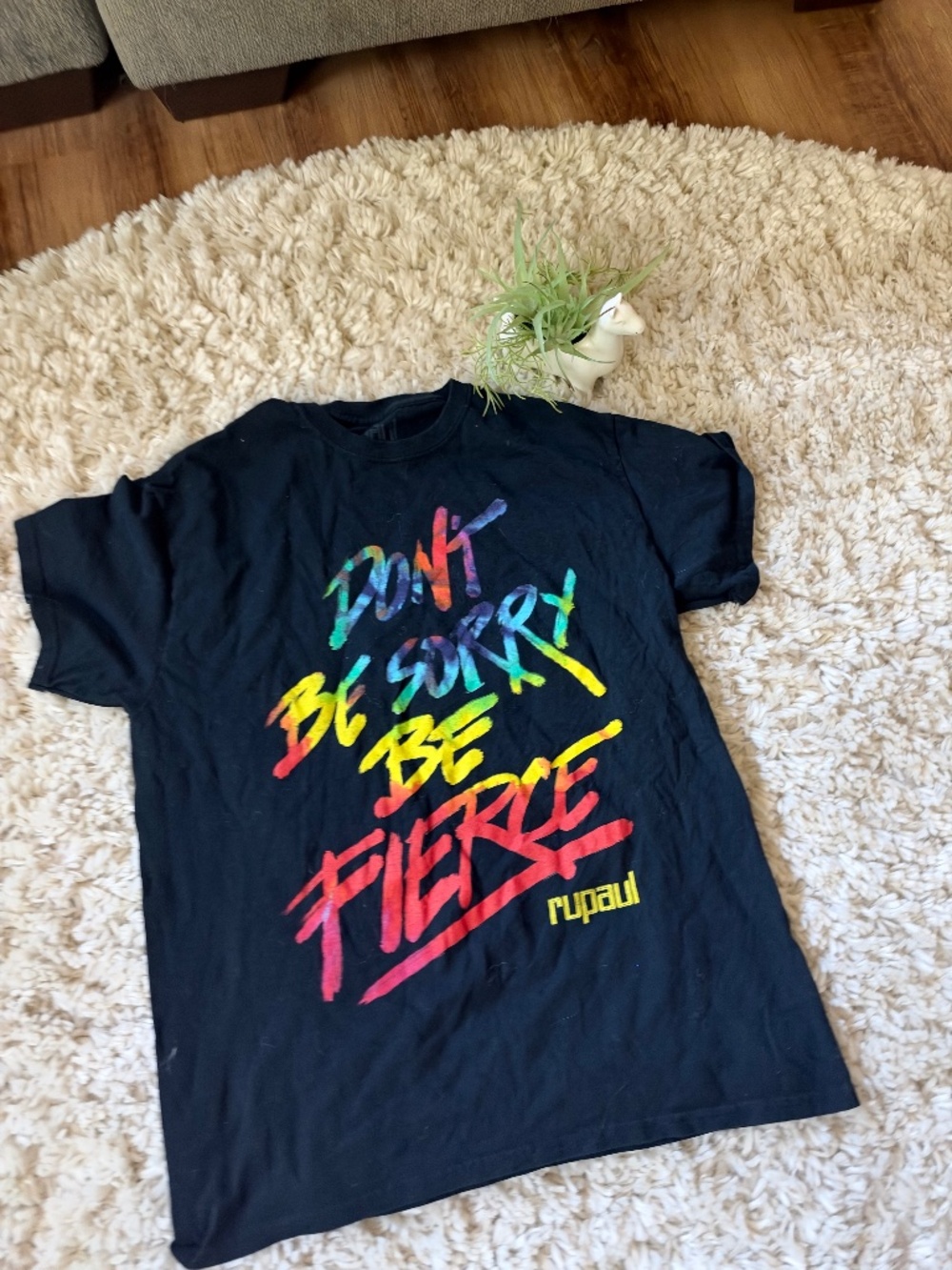 Rupaul Don't Be Sorry Be Fierce Graphic Tee short-sleeve graphic tee in black wi